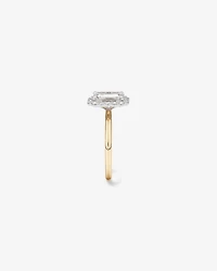 Bague de fiançailles TW Emerald Cut Emerald Hall Halo de 2,34 carats en or jaune et blanc 14 carats