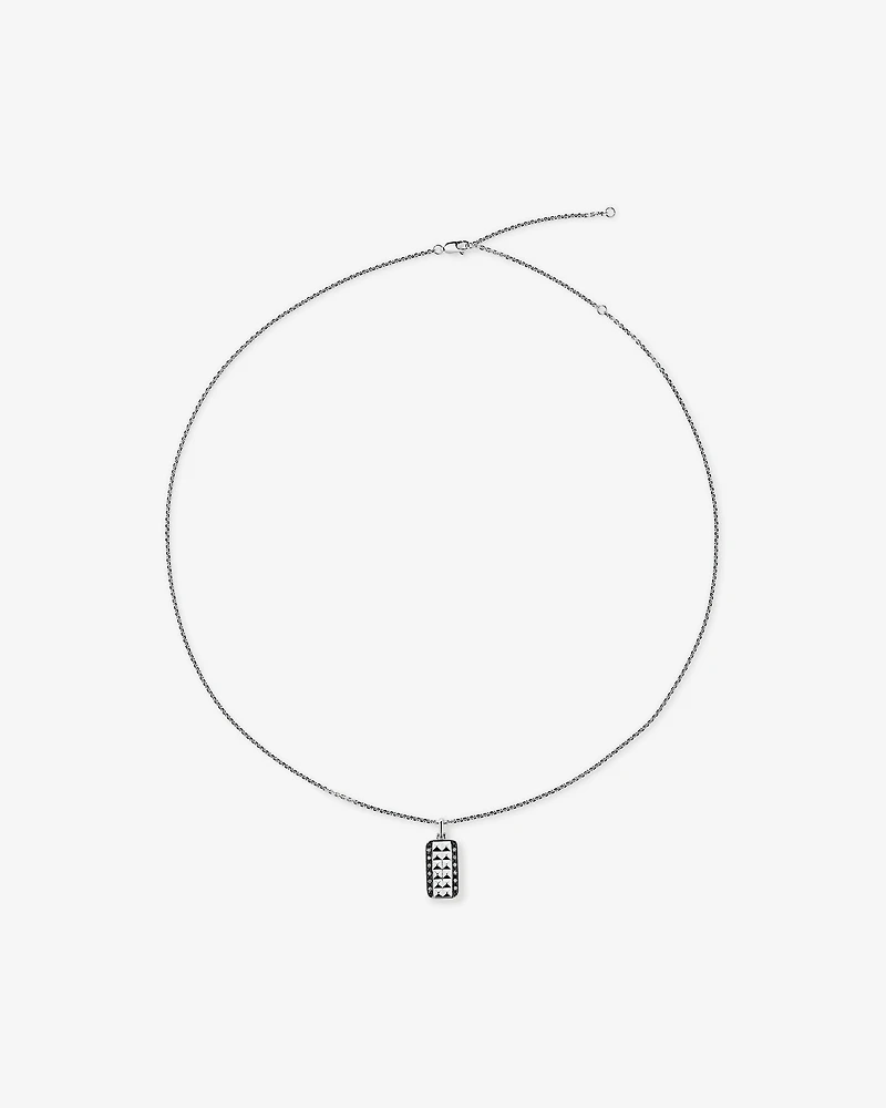 Collier plaque militaire pour homme avec 0,20 carat de diamants noirs et blancs en argent sterling