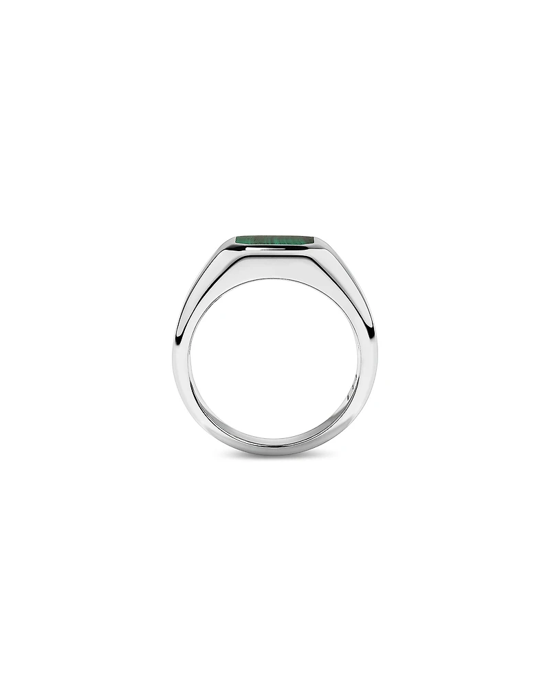 Malachite Square Signet Ring in Sterling Silver