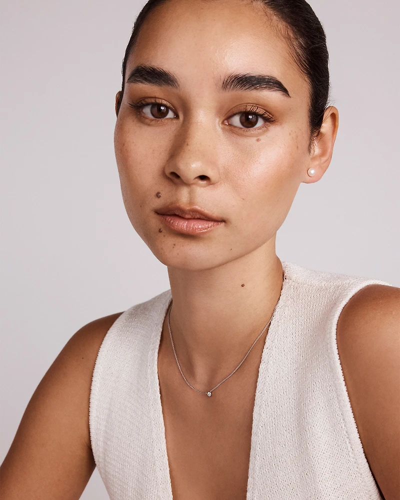 Diamond Serendipity Single Stone Necklace in Sterling Silver