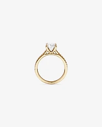 Bague de fiançailles en or jaune 14 carats avec diamant ovale 2,20 (poids total) synthèse