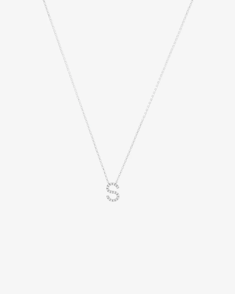 S' Initial necklace with 0.10 Carat TW of Diamonds in 10kt White Gold