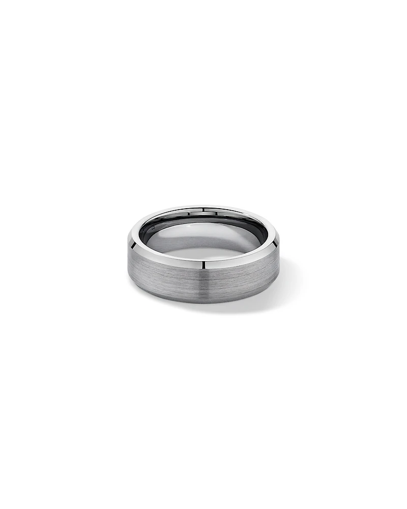 7mm Bevelled Edge Wedding Band in Tungsten