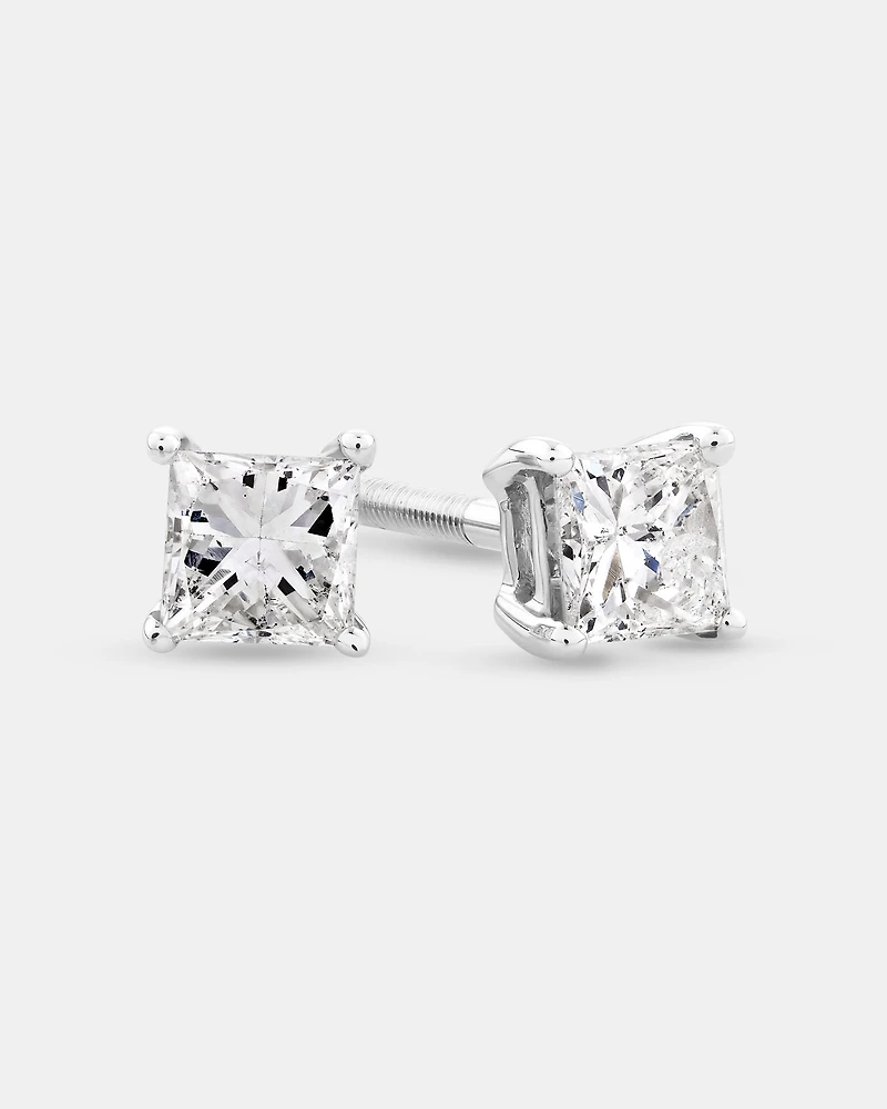 Certified Stud Earrings with 0.46 Carat TW of Diamonds in 14kt White Gold