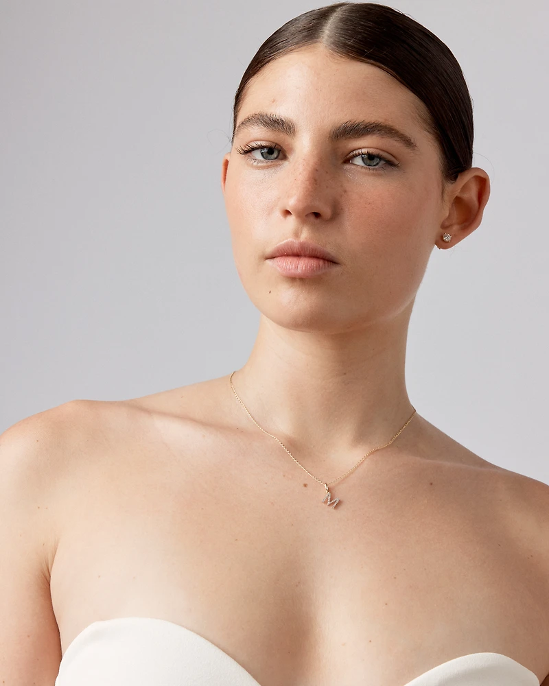 Diamond Letter M Initial Pendant in 10kt Yellow Gold