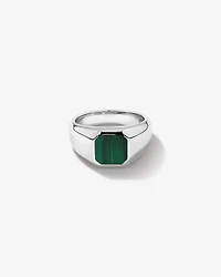 Malachite Square Signet Ring in Sterling Silver