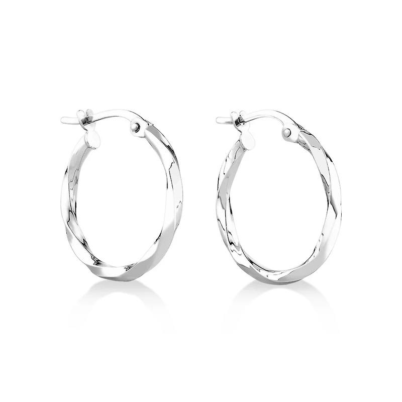 15mm Square Twist Hoop Earrings 10kt White Gold