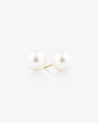 Stud Earrings with 7mm Round Cultured Freshwater Pearls in 10kt Yellow Gold