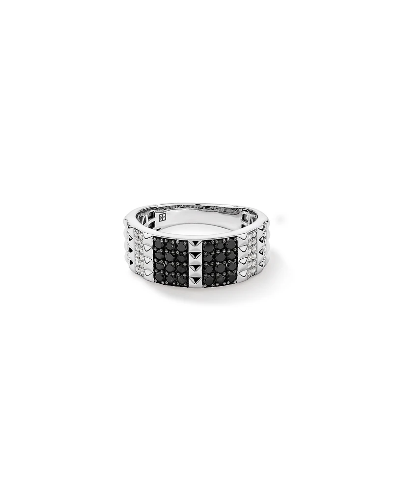 Bague Pour Homme Sertie De 1,00 Carat Tw De Diamants Noirs Et Blancs En Argent Sterling