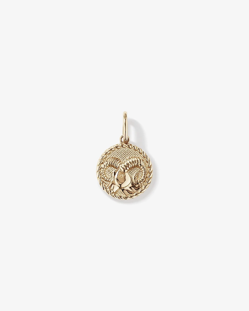 Diamond Accent Aries Zodiac Pendant in 10kt Yellow Gold
