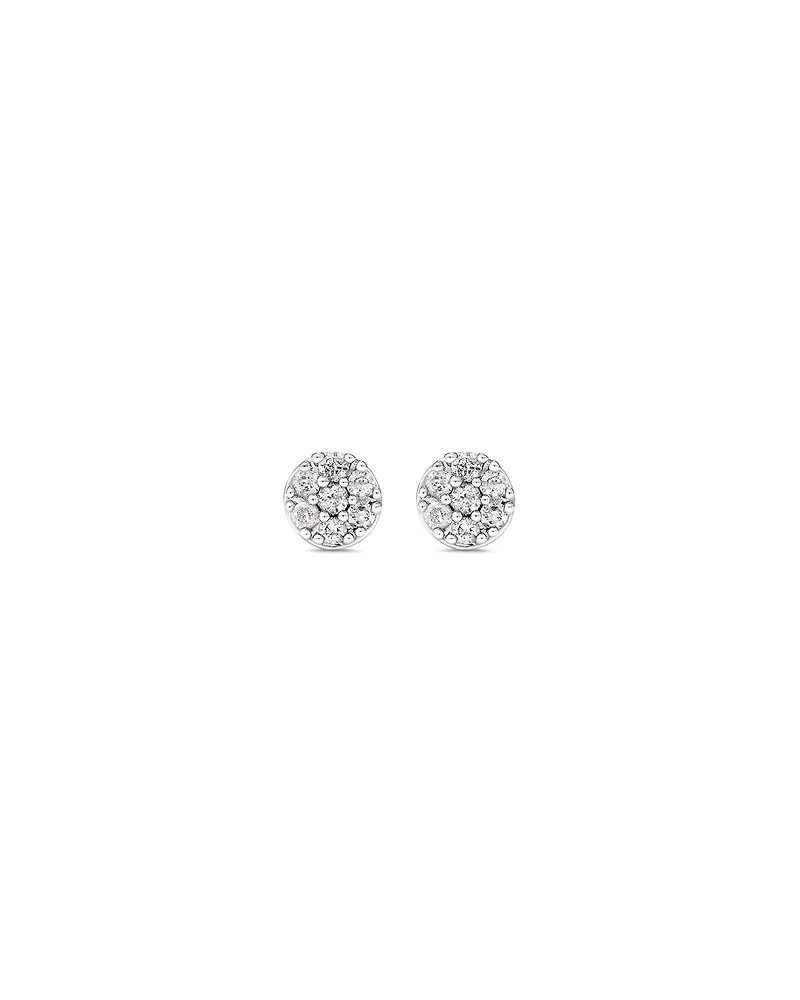 Round Diamond Cluster Stud Earrings in 10kt White Gold