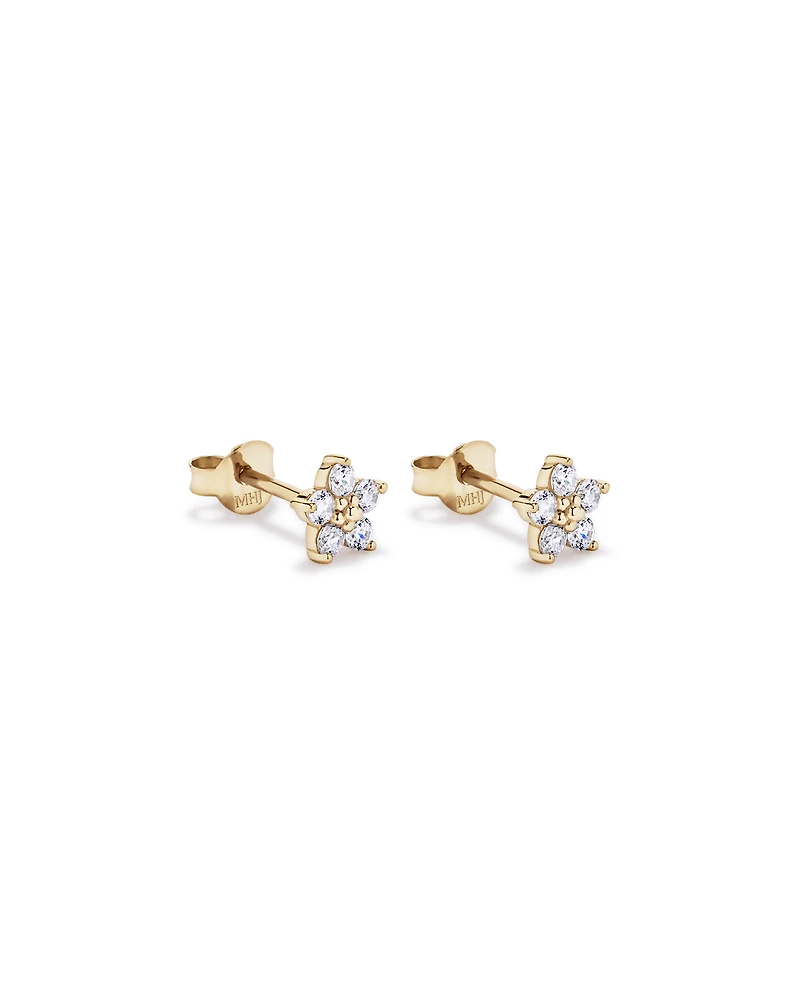 Flower Stud Earrings in 18kt Vermeil with Cubic Zirconia