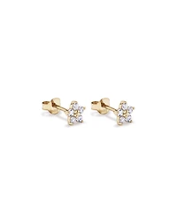 Flower Stud Earrings in 18kt Vermeil with Cubic Zirconia