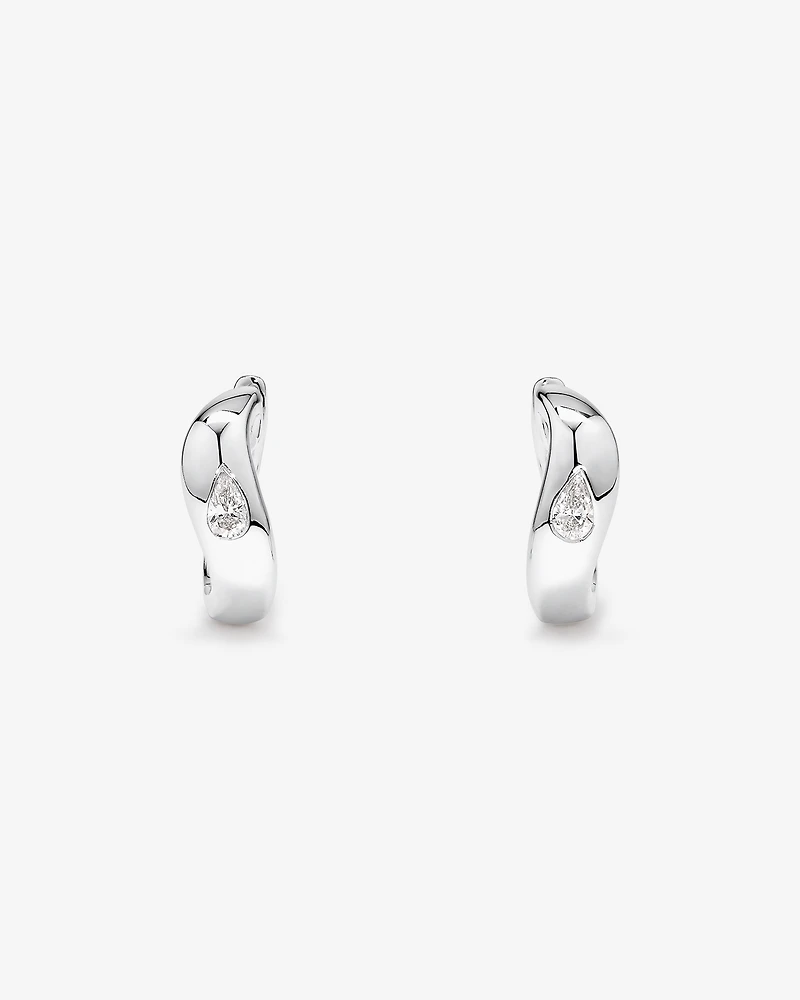 0.20 Carat TW Laboratory-Grown Pear Diamond Hoop Earrings in Sterling Silver