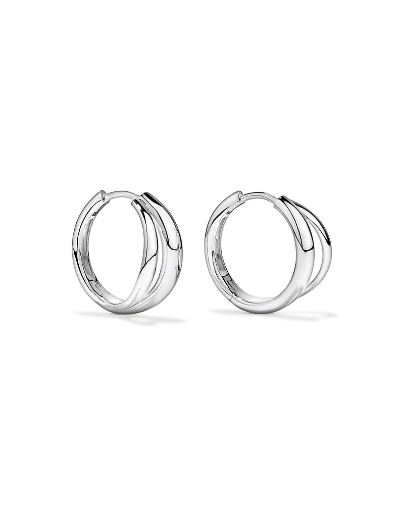 Split Huggie Earrings in Sterling Silver