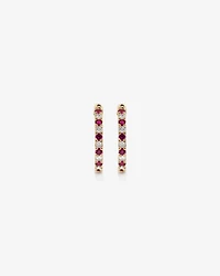 0.22 Carat TW Diamond and Created Ruby Huggie Hoop Earrings in 10kt Yellow Gold