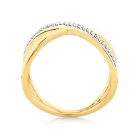 Crossover Ring with Diamonds in 10kt Yellow Gold