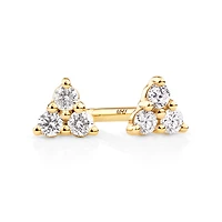 Trio de boutons d'oreilles en or jaune 10 K à diamants totalisant 0,08 ct
