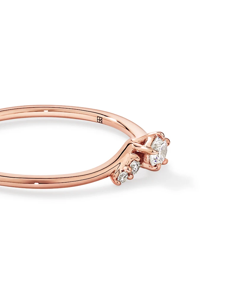 0.15TW Round Brilliant Laboratory-Grown Diamond Chevron Promise Ring 10kt Rose Gold