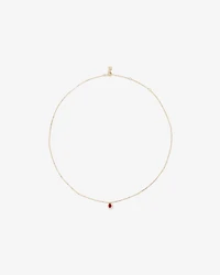 Pear Cut Red Ruby Gemstone and 0.05 Carat TW Diamond Halo Necklace in 10kt Yellow Gold