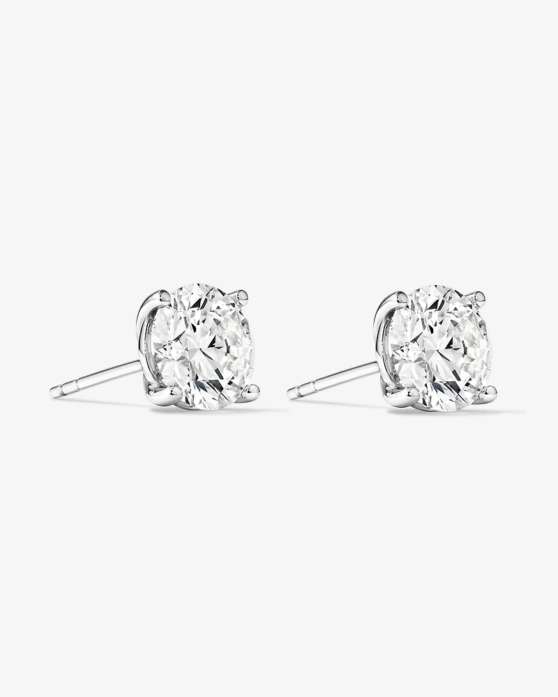 3,00 carats TW Boucles d’oreilles solitaires en diamants cultivés en laboratoire en or blanc 14 carats