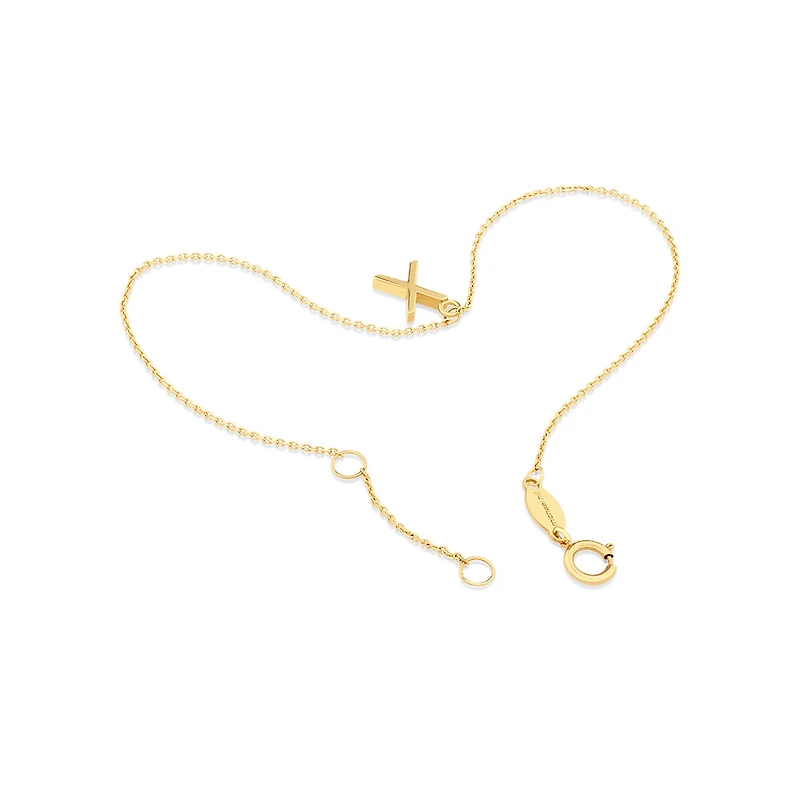 19cm (7.5") X Initial Bracelet in 10kt Yellow Gold