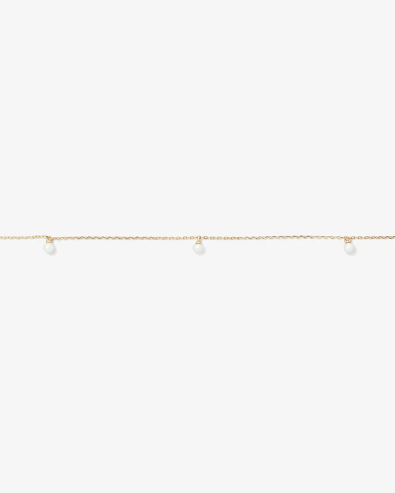 Cultured Freshwater Pearl Station Necklace in 10kt Yellow Gold