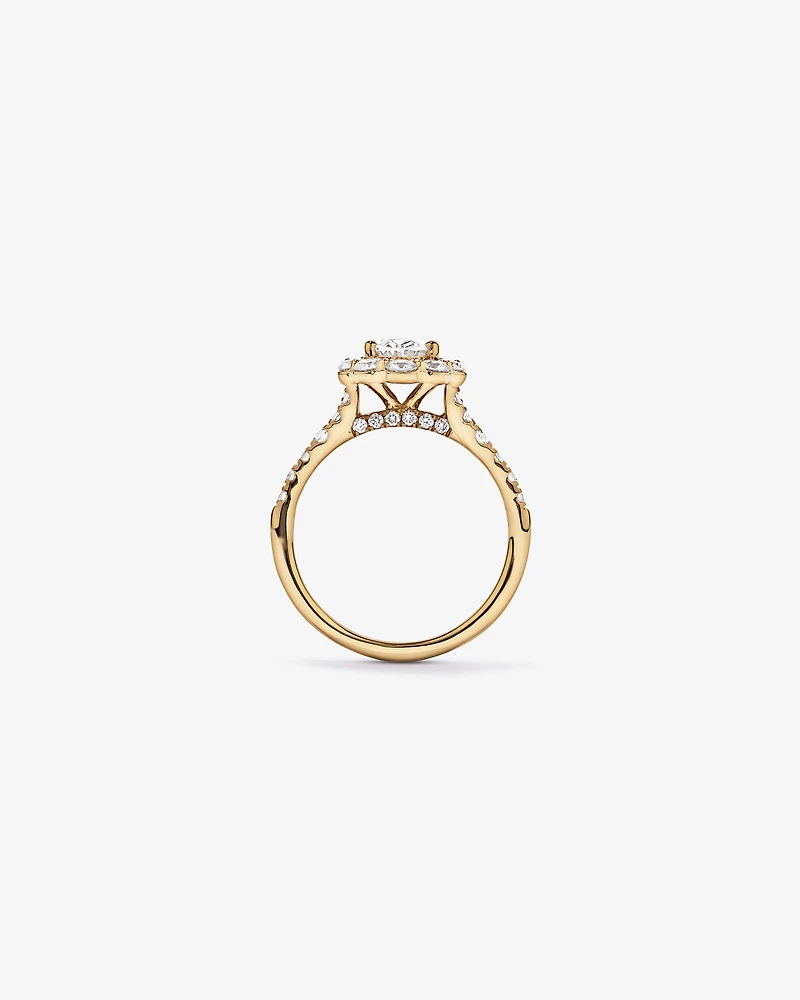 2.15 Carat TW Oval Halo Laboratory-Grown Diamond Ring 14kt Yellow Gold