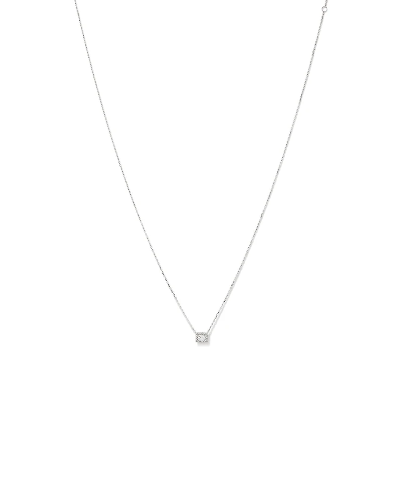 0.23 Carat TW Emerald Diamond Halo Pendant in 10kt White Gold