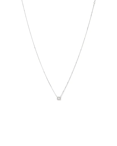 0.23 Carat TW Emerald Diamond Halo Pendant in 10kt White Gold