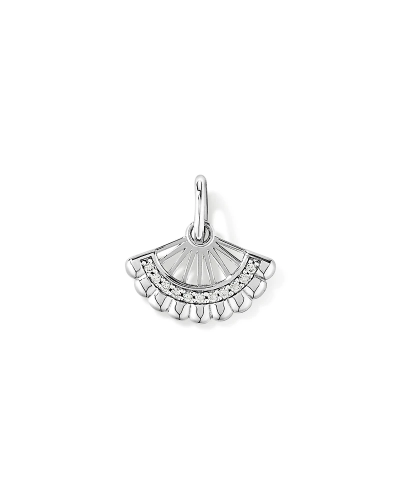 Fan Pendant with Cubic Zirconia in Sterling Silver