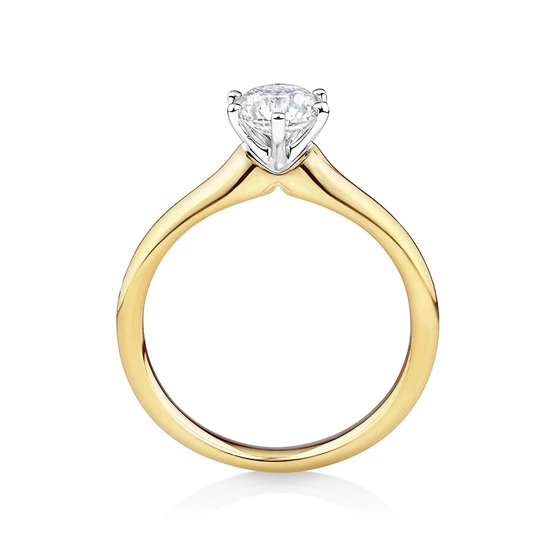 Certified Solitaire Engagement Ring with a 0.75 Carat TW Diamond in 18kt Yellow & White Gold