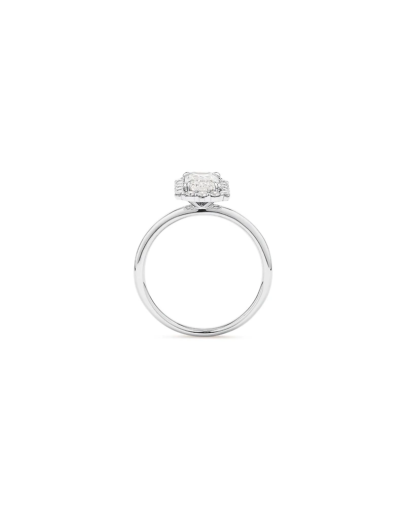 1.46 Carat TW Emerald Cut Laboratory-Grown Diamond Halo Engagement Ring in 14kt Yellow and White Gold