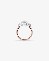 1.65 Carat TW Three Stone Oval and Pear Shaped Laboratory-Grown Diamond Engagement Ring in 14kt Rose and White Gold