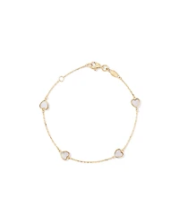 19cm (7.5") Mother of Pearl Heart Station Bracelet in 10kt Yellow Gold
