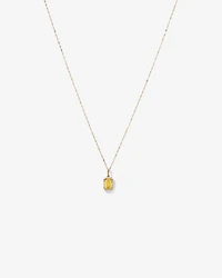 Emerald Cut Citrine and Diamond Halo Pendant with Chain in 10kt Yellow Gold