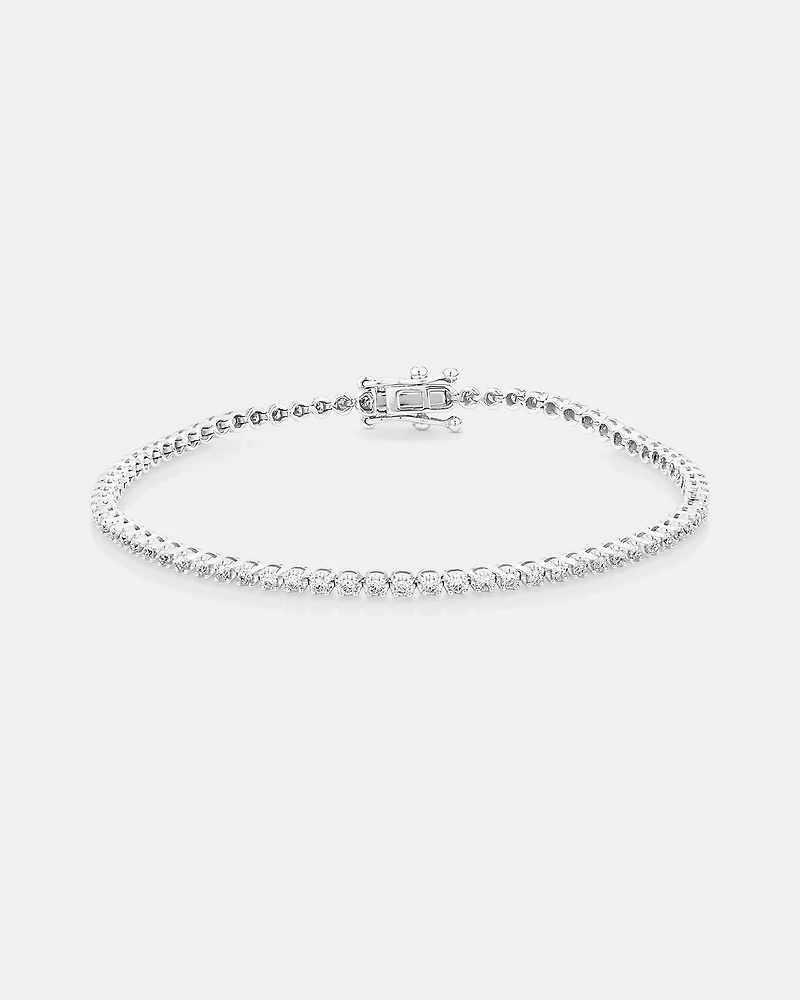 0.90 Carat TW Laboratory-Grown Diamond Tennis Bracelet set in 10kt White Gold