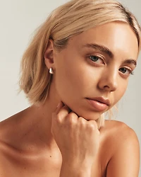 Polished Small Half Hoop Dome Stud Earrings in Sterling Silver