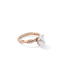 Bague de fiançailles torsadée en or rose 14 carats, sertie d'un diamant ovale 2,10 carats cultivé laboratoire