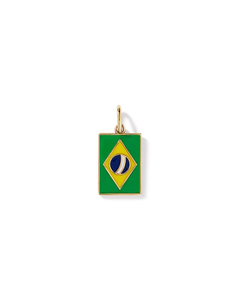 Pendentif du drapeau du Brésil en 18Kt Vermeil