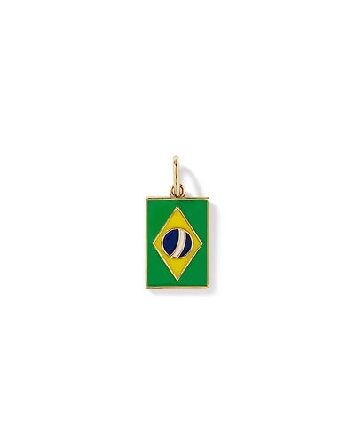 Pendentif du drapeau du Brésil en 18Kt Vermeil