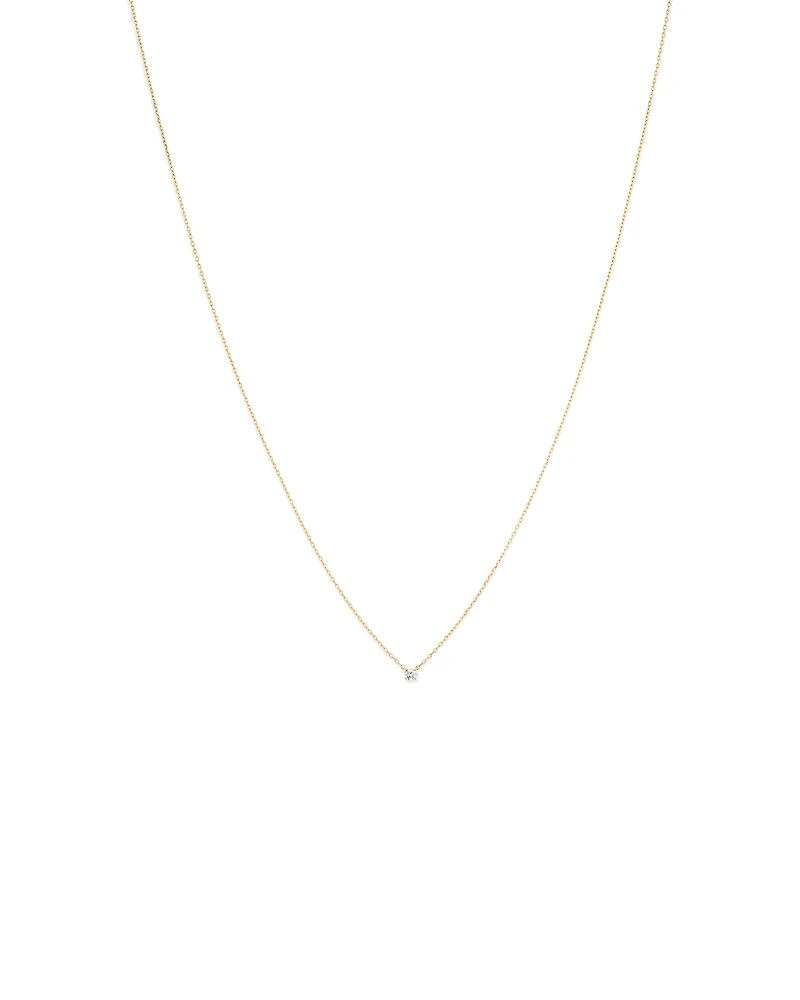 Mini Diamond Solitaire Necklace in 10kt Yellow Gold