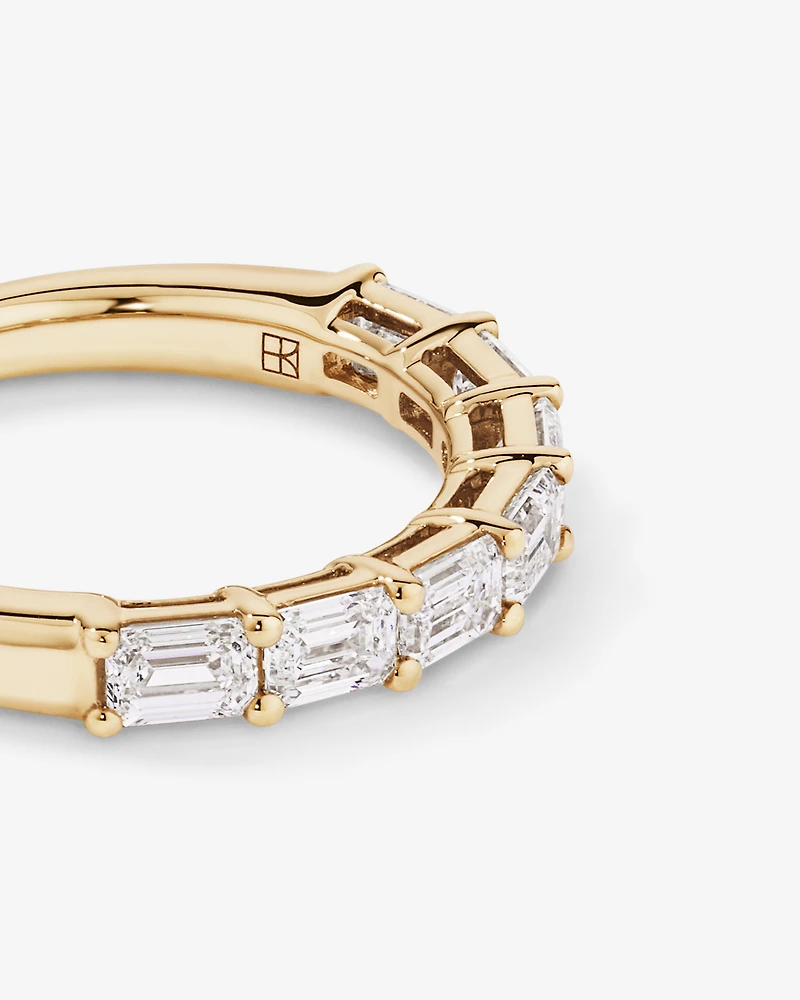 Bague de mariage en diamant taillée laboratoire 1,40 carat TW Est-Ouest cultivé or jaune 14 carats