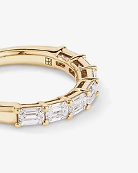 Bague de mariage en diamant taillée laboratoire 1,40 carat TW Est-Ouest cultivé or jaune 14 carats