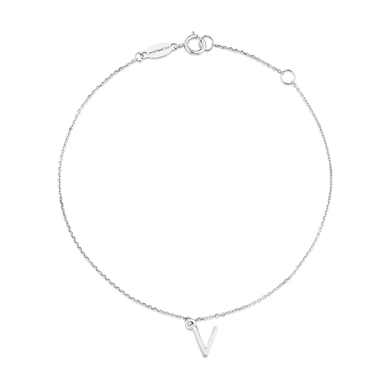 19cm (7.5") V Initial Bracelet in Sterling Silver