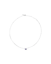 Oval Cut Blue Tanzanite Gemstone and 0.08 Carat TW Diamond Halo Pendant Necklace in 10kt White Gold