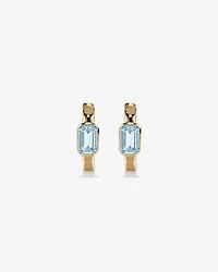 Boucles d'oreilles anneaux Aigue-marine serties clos en or jaune 10 ct