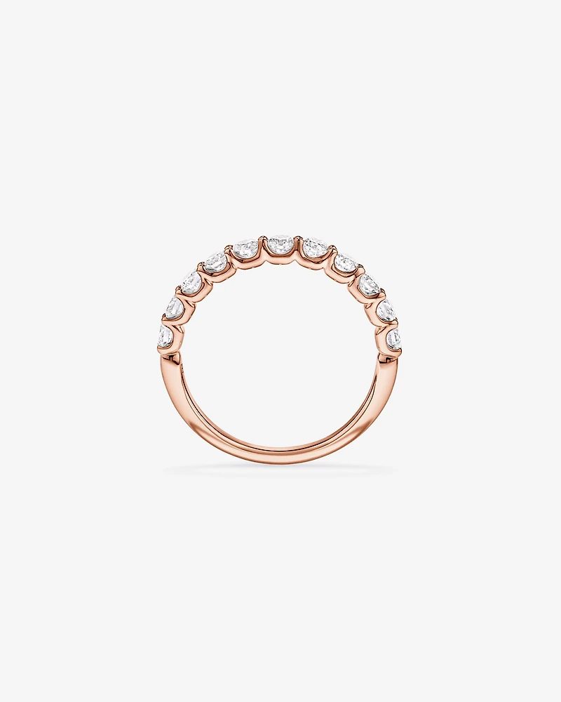 Alliance en or rose 14 carats sertie d'un diamant rond brillant de synthèse 0,83 carat