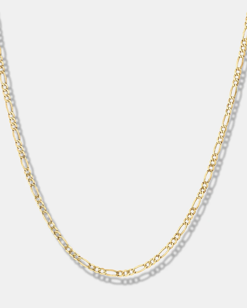 60cm (24") 2.5mm-3mm Width Hollow Figaro Chain in 10kt Yellow Gold