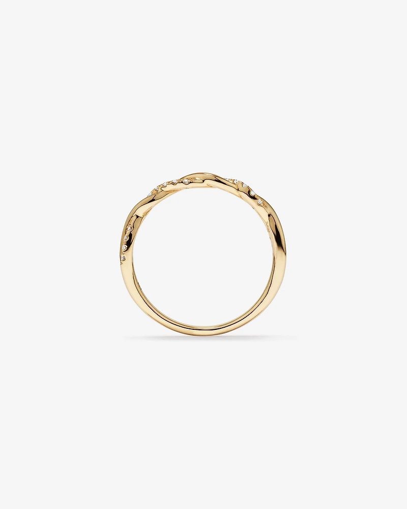 0.11 Carat TW Diamond Twist Wedding Ring in 14kt Yellow Gold